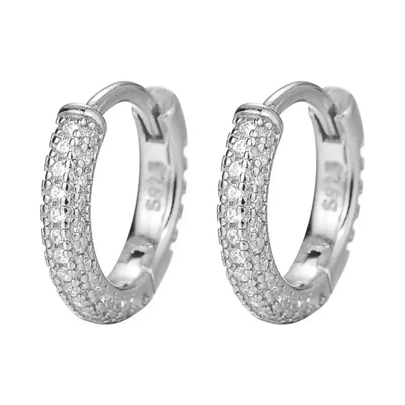 Lovcia Office Micro Setting Mini Circles 925 Sterling Silver Hoop Earrings-Earrings-Rhodium-Rhodium