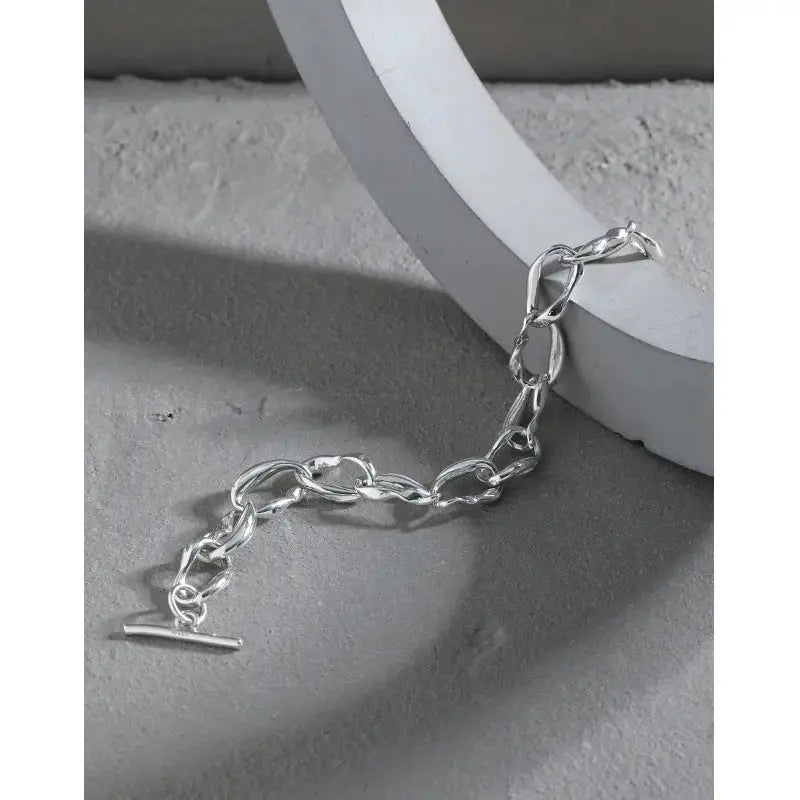 Lovcia Office OT Twisted Rombo Chain 925 Sterling Silver Bracelet-Bracelets-No Plating-No Plating
