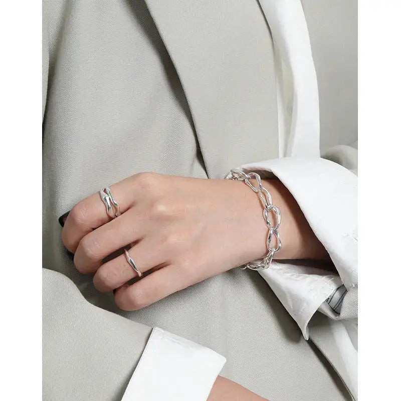 Lovcia Office OT Twisted Rombo Chain 925 Sterling Silver Bracelet-Bracelets-No Plating-No Plating