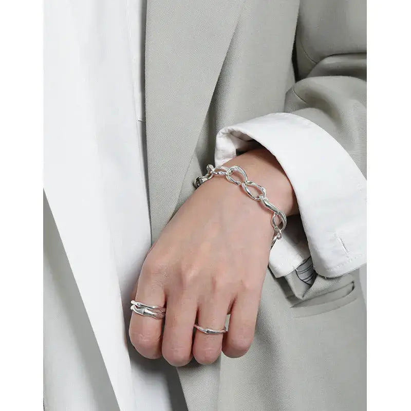 Lovcia Office OT Twisted Rombo Chain 925 Sterling Silver Bracelet-Bracelets-No Plating-No Plating