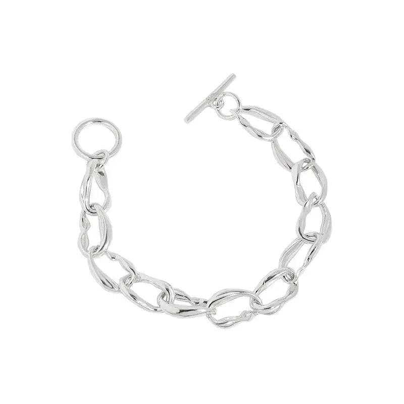Lovcia Office OT Twisted Rombo Chain 925 Sterling Silver Bracelet-Bracelets-No Plating-No Plating