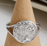 Lovcia Office Portrait Coin Round Ring 925 Gold Adjustable-Rings-Rhodium-Rhodium