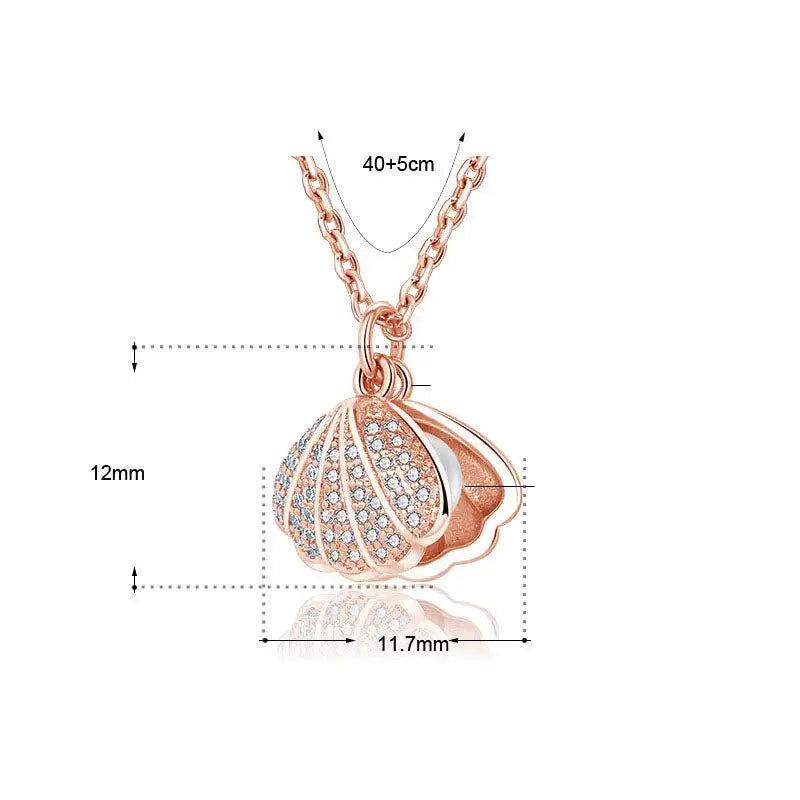 Lovcia Office Shell Pearl CZ Shell 925 Sterling Silver Adjustable Necklace-Necklaces-Silver-Silver