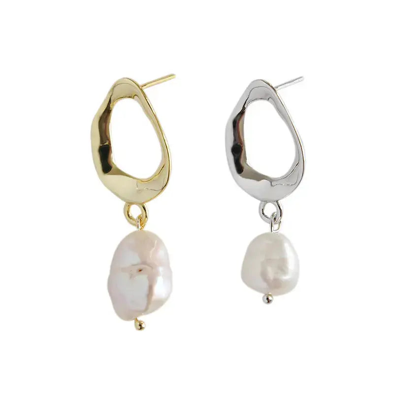 Lovcia Office Unique Natural Pearl 925 Sterling Silver Dangling Earrings-Earrings-Silver-Silver