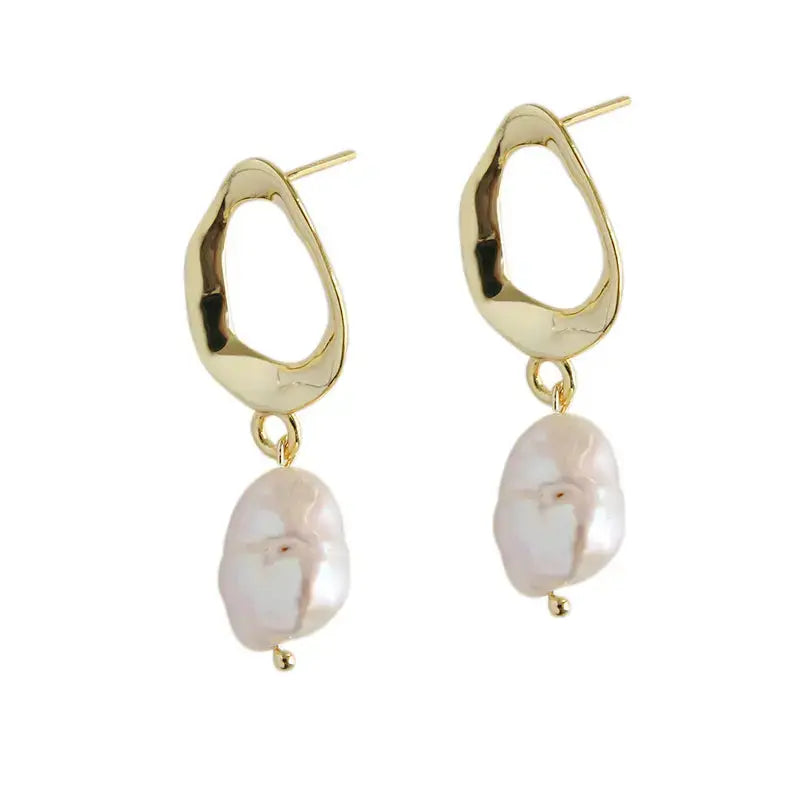 Lovcia Office Unique Natural Pearl 925 Sterling Silver Dangling Earrings-Earrings-Silver-Silver