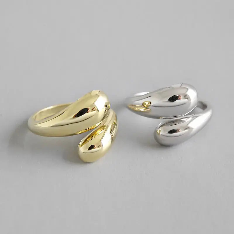 Lovcia Office Waterdrop 925 Sterling Silver Adjustable Ring-Rings-Silver-Silver