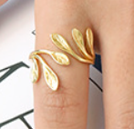 Lovcia Olive Branch Leaves Adjustable Ring 925 Gold Plated-Rings-Yellow Gold-Yellow Gold