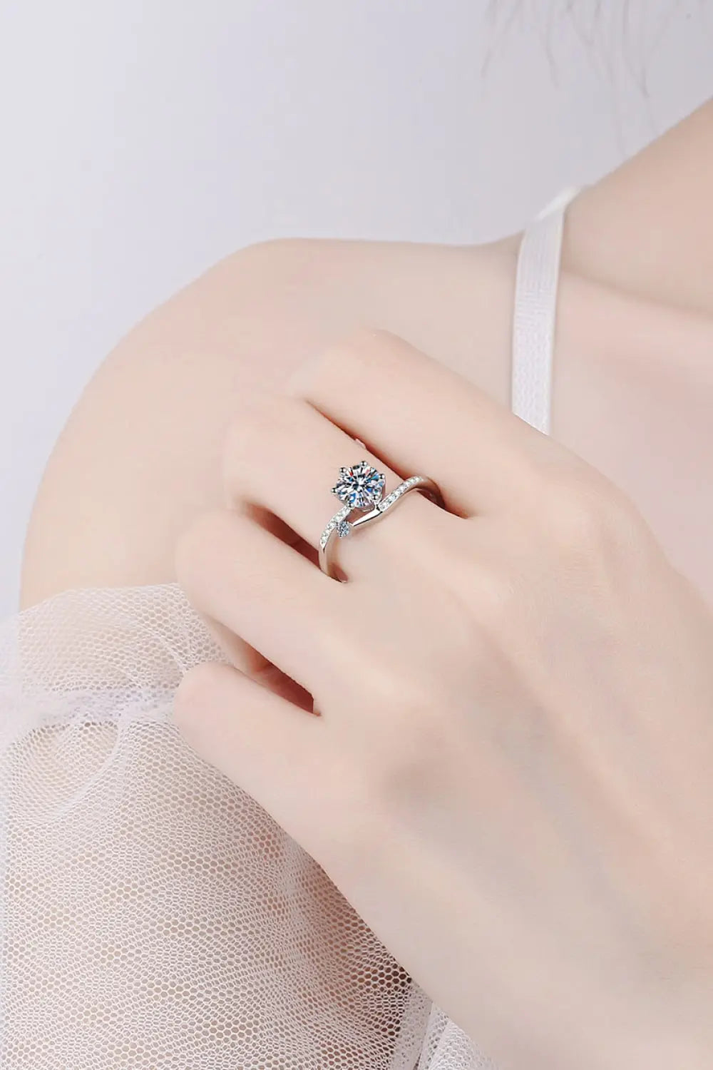 Lovcia On My Mind 925 Sterling Silver Moissanite Ring-Rings-Silver-4-Silver