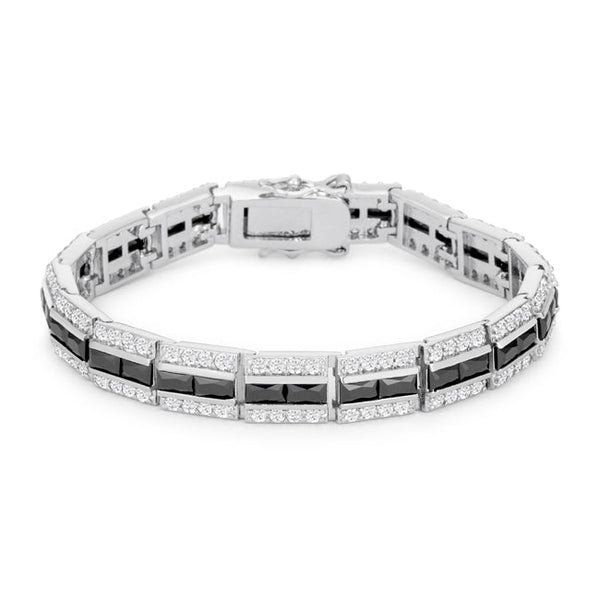 Lovcia Onyx Silver-Tone Cubic Zirconia Bracelet with Radiant Shimmer-Bracelets-