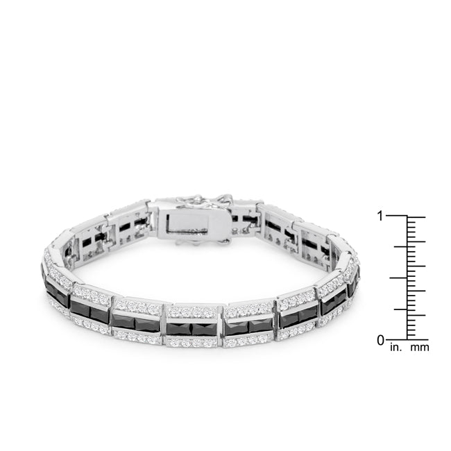 Lovcia Onyx Silver-Tone Cubic Zirconia Bracelet with Radiant Shimmer-Bracelets-