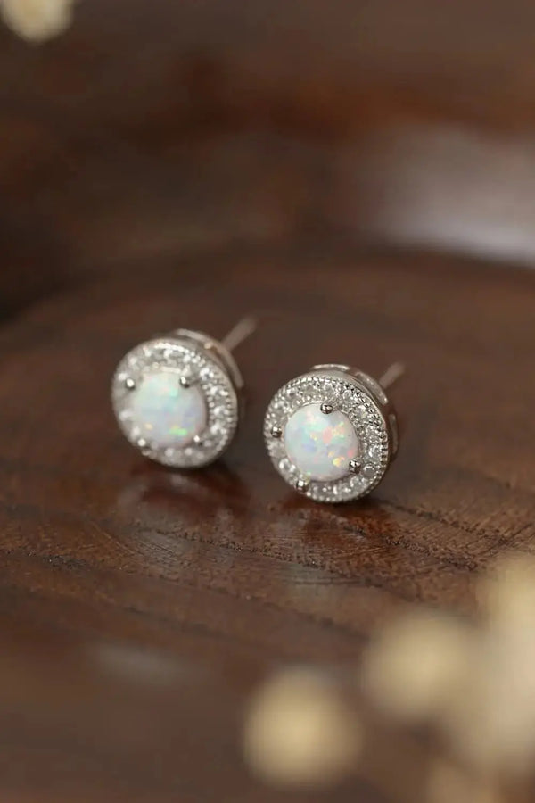 Lovcia Opal 4-Prong Round Stud Earrings-Earrings-White-One Size-White