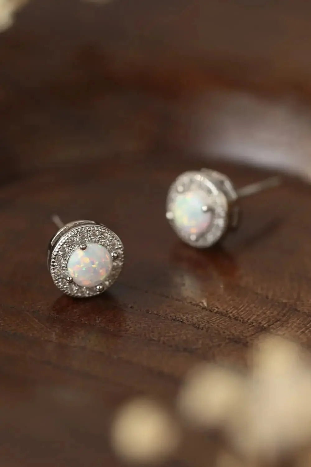Lovcia Opal 4-Prong Round Stud Earrings-Earrings-White-One Size-White