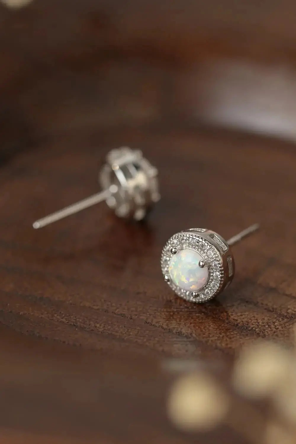 Lovcia Opal 4-Prong Round Stud Earrings-Earrings-White-One Size-White