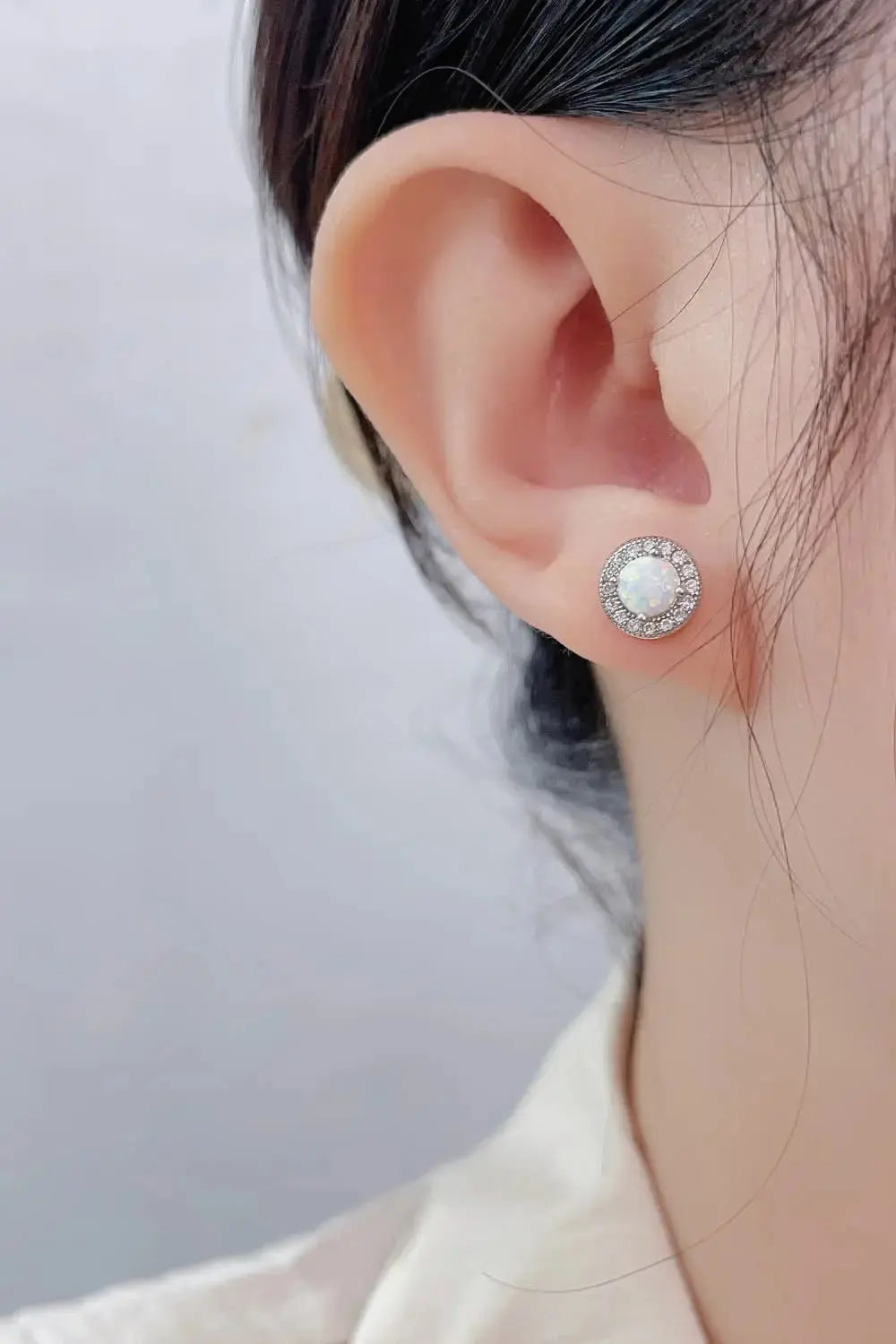 Lovcia Opal 4-Prong Round Stud Earrings-Earrings-White-One Size-White