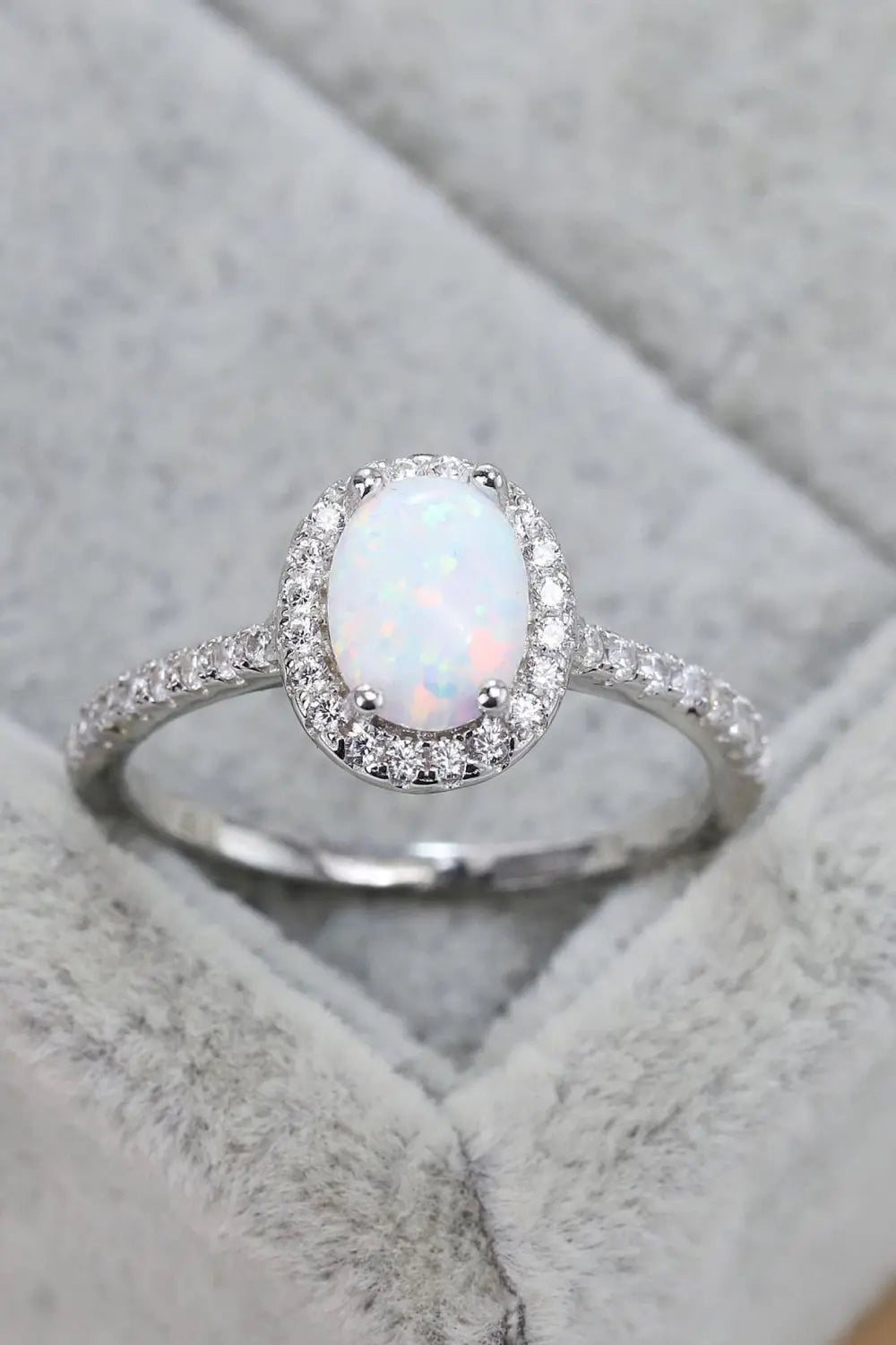 Lovcia Opal 925 Sterling Silver Halo Ring-Rings-Silver-5-Silver