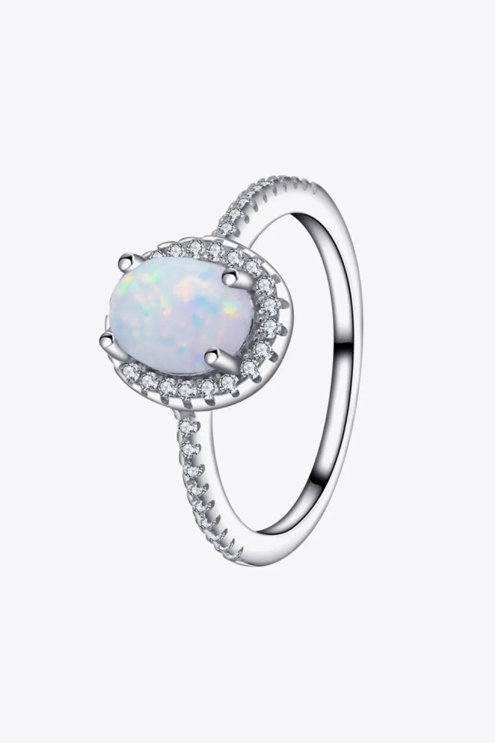 Lovcia Opal 925 Sterling Silver Halo Ring-Rings-Silver-5-Silver