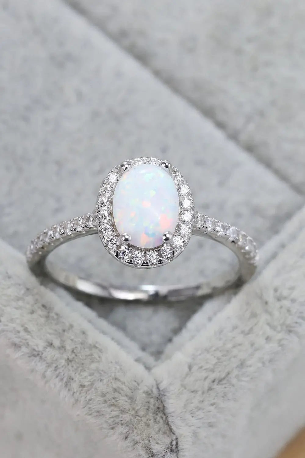 Lovcia Opal 925 Sterling Silver Halo Ring-Rings-Silver-5-Silver