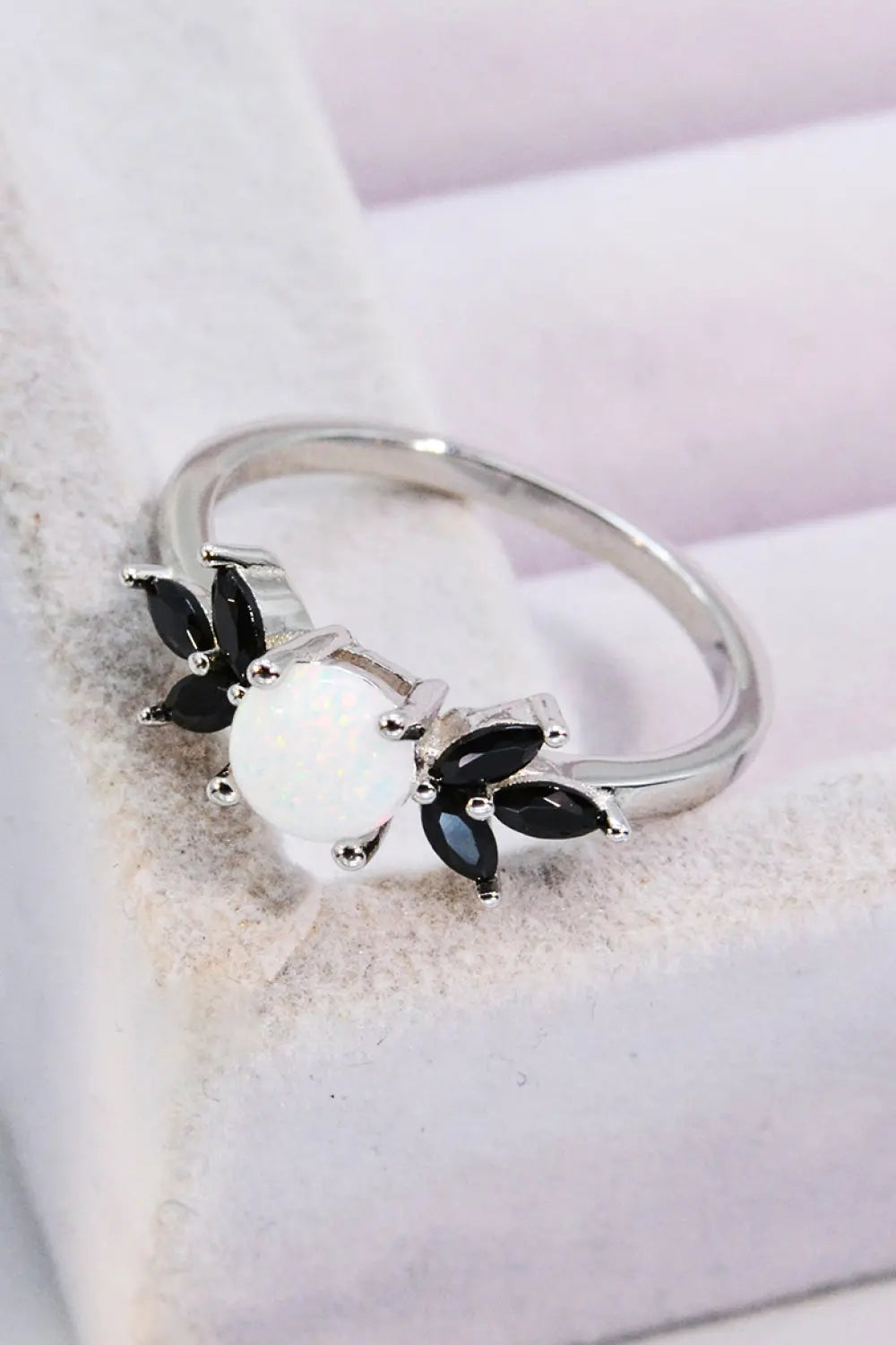 Lovcia Opal and Zircon Contrast Ring-Rings-Opal-5-Opal