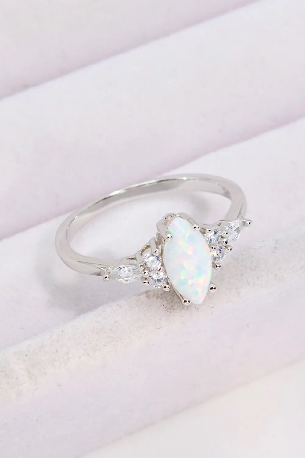 Lovcia Opal and Zircon Platinum-Plated Ring-Rings-Opal-5-Opal