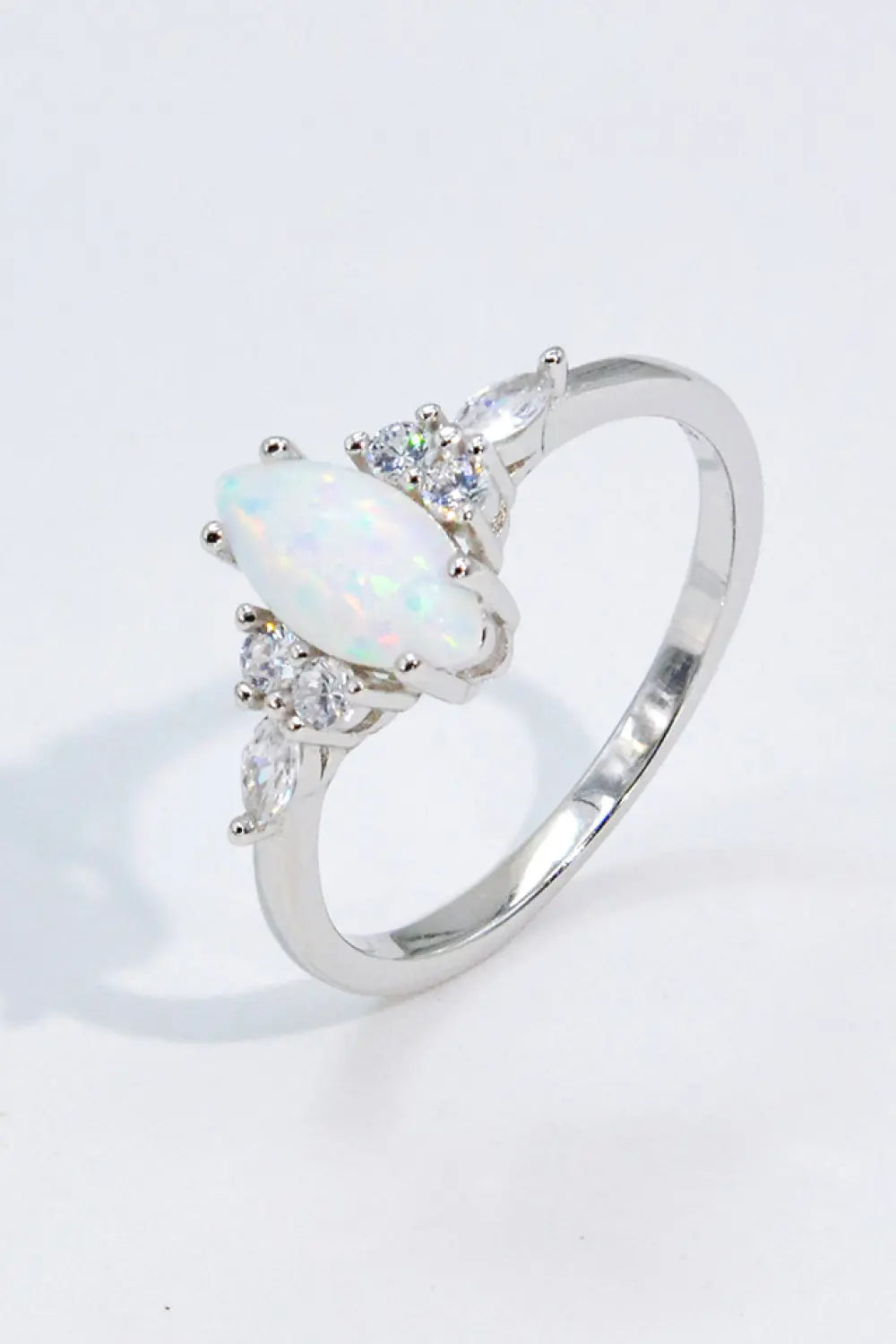 Lovcia Opal and Zircon Platinum-Plated Ring-Rings-Opal-5-Opal