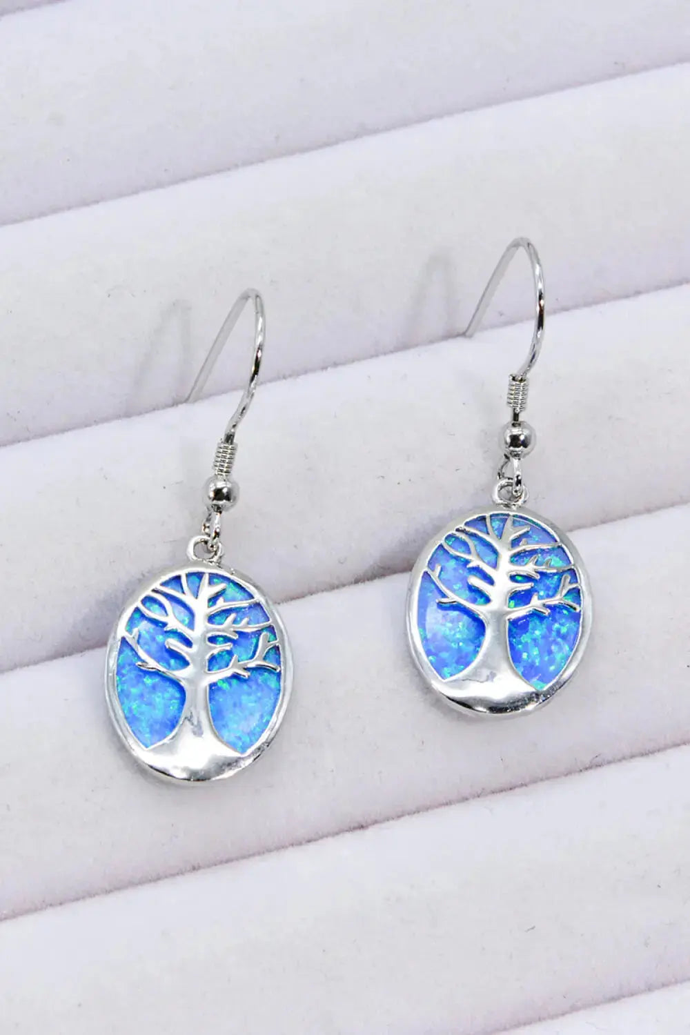 Lovcia Opal Blue Platinum-Plated Drop Earrings-Earrings-Blue-One Size-Blue