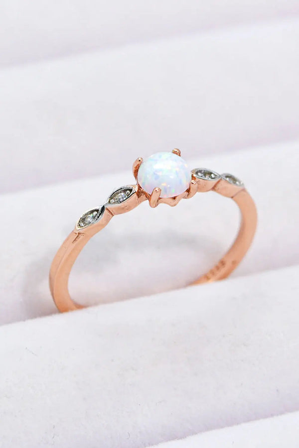 Lovcia Opal Contrast Platinum-Plated Ring-Rings-Rose Gold-6-Rose Gold