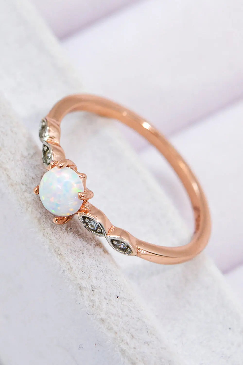 Lovcia Opal Contrast Platinum-Plated Ring-Rings-Rose Gold-6-Rose Gold