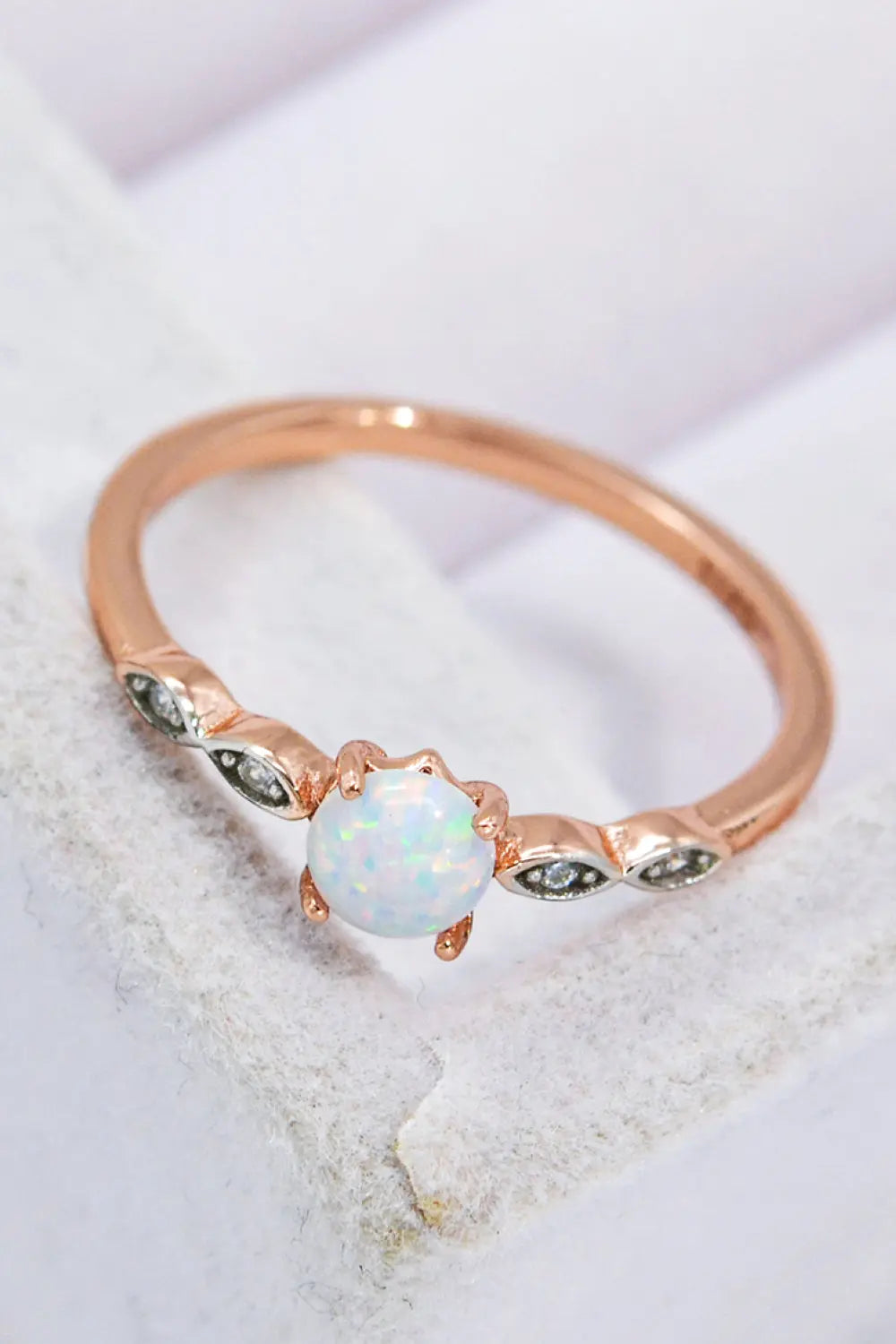 Lovcia Opal Contrast Platinum-Plated Ring-Rings-Rose Gold-6-Rose Gold