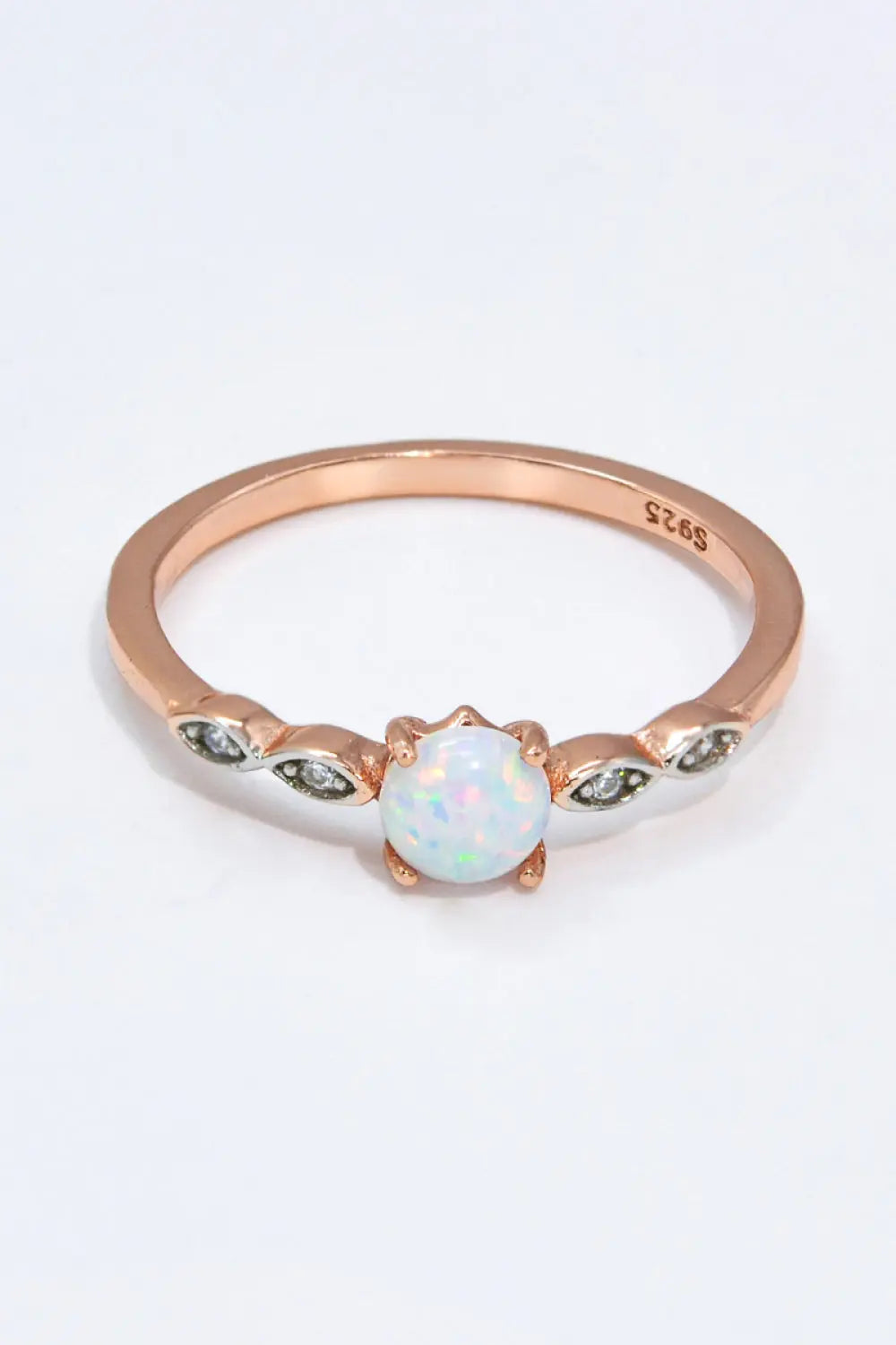Lovcia Opal Contrast Platinum-Plated Ring-Rings-Rose Gold-6-Rose Gold