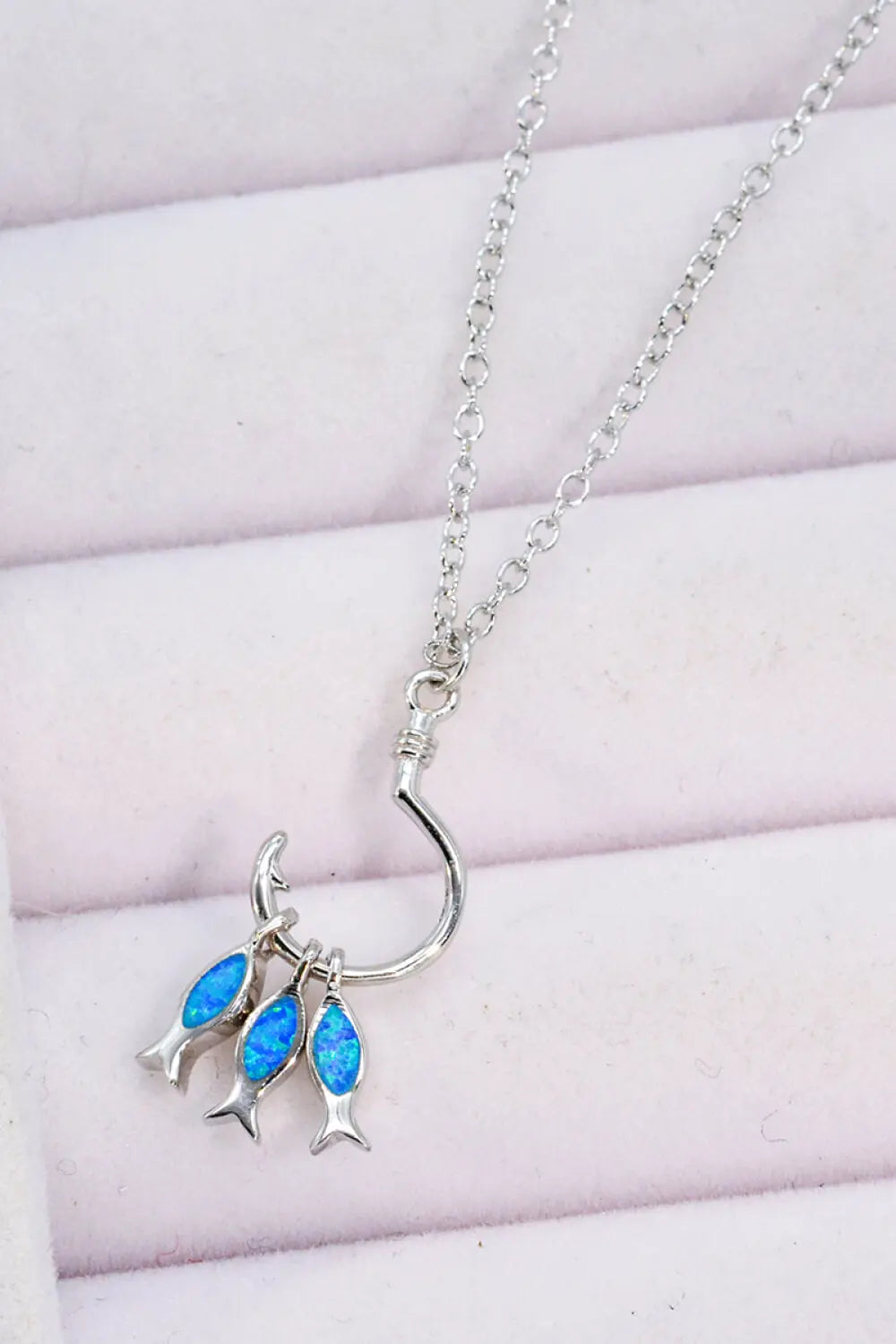 Lovcia Opal Fish 925 Sterling Silver Necklace-Necklaces-Cobalt Blue-One Size-Cobalt Blue