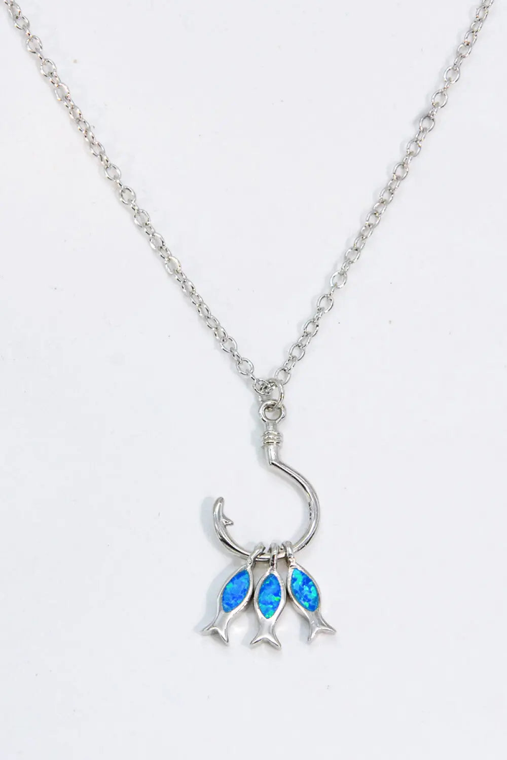 Lovcia Opal Fish 925 Sterling Silver Necklace-Necklaces-Cobalt Blue-One Size-Cobalt Blue
