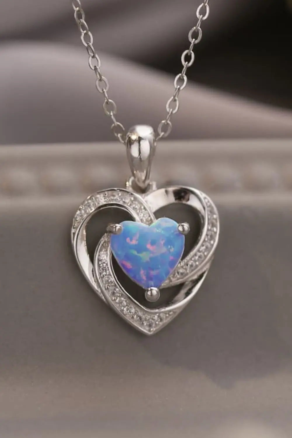 Lovcia Opal Heart Pendant Necklace-Necklaces-White-One Size-White
