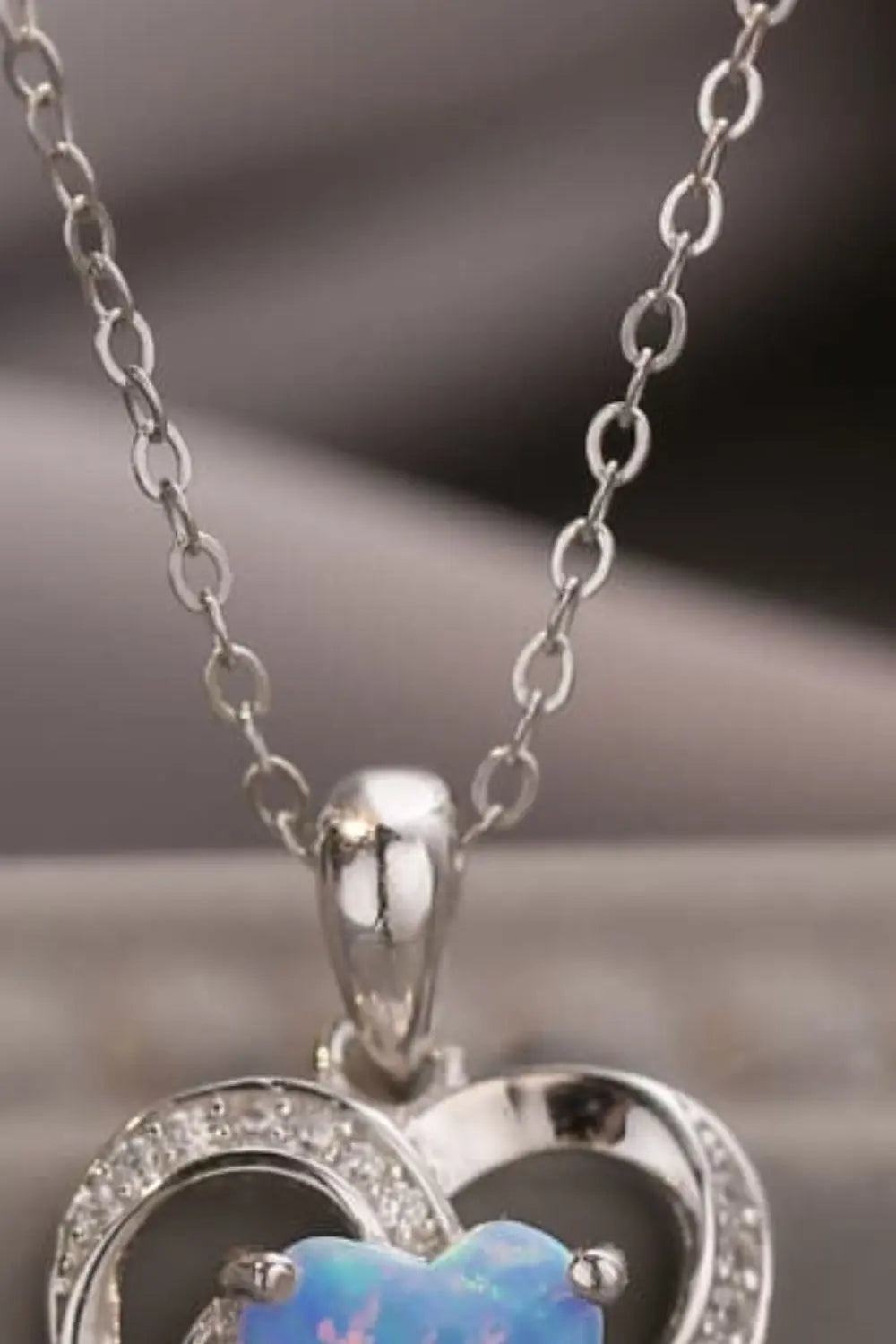 Lovcia Opal Heart Pendant Necklace-Necklaces-White-One Size-White
