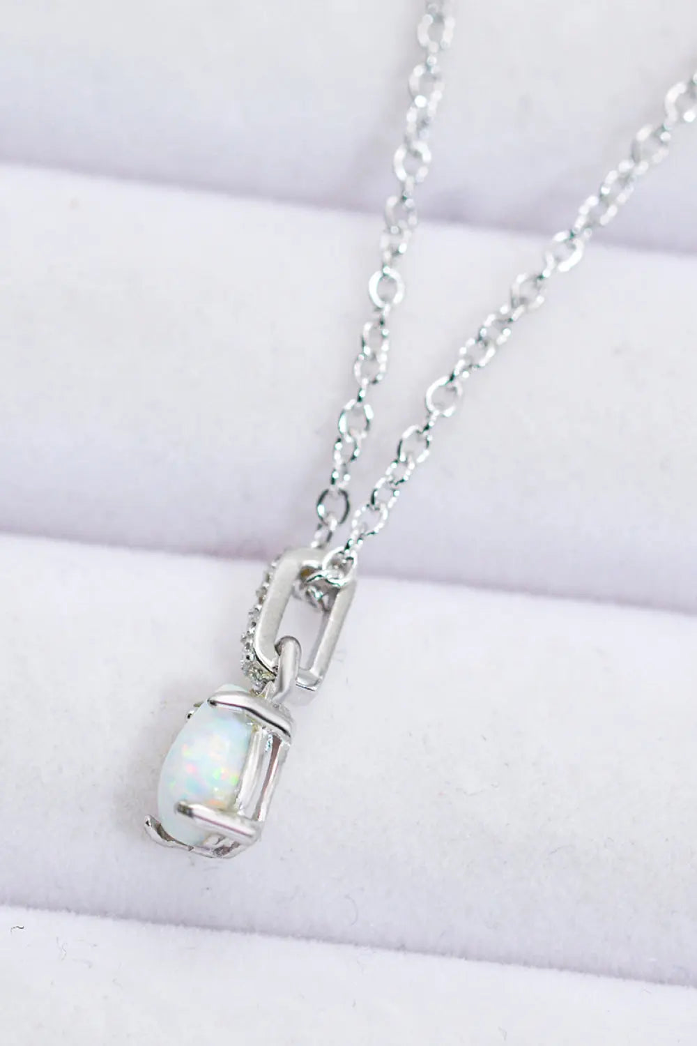 Lovcia Opal Pendant 925 Sterling Silver Chain-Link Necklace-Necklaces-Silver-One Size-Silver