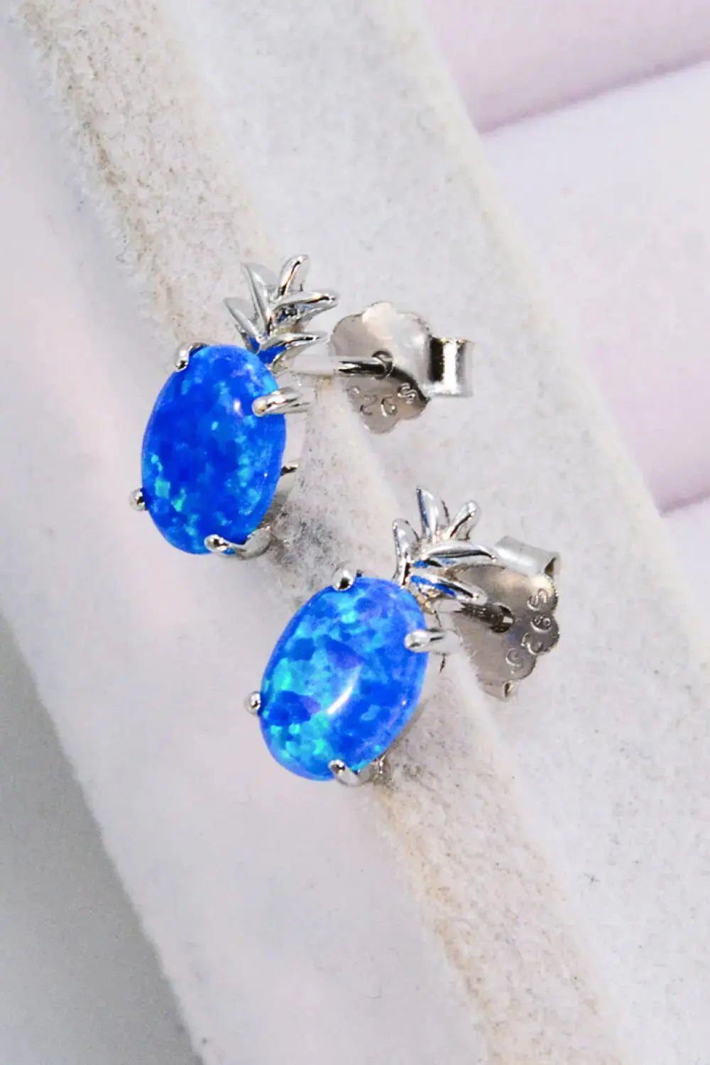Lovcia Opal Pineapple Platinum-Plated Earrings-Earrings-Cobalt Blue-One Size-Cobalt Blue