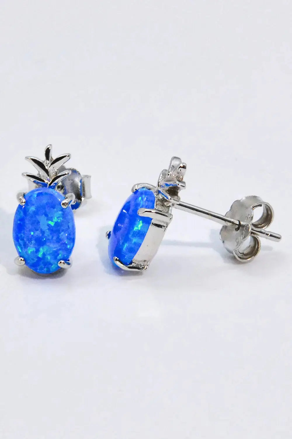 Lovcia Opal Pineapple Platinum-Plated Earrings-Earrings-Cobalt Blue-One Size-Cobalt Blue