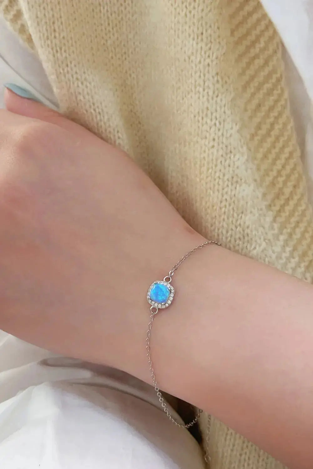 Lovcia Opal Platinum-Plated Bracelet-Bracelets-Sky Blue-One Size-Sky Blue