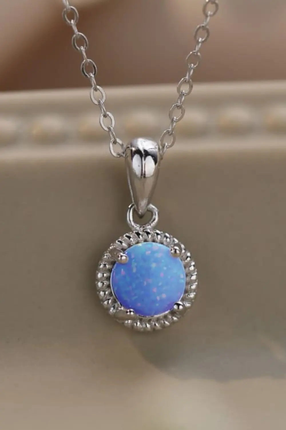 Lovcia Opal Round Pendant Chain Necklace-Necklaces-White-One Size-White