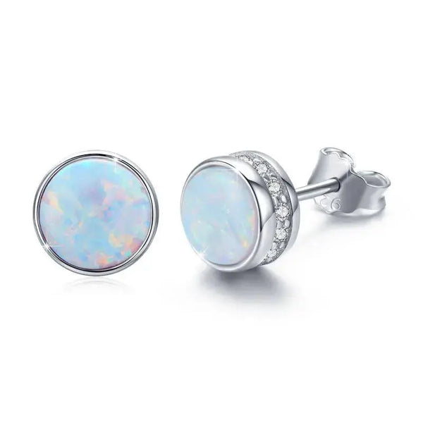 Lovcia Opal Stud Earrings 925 Sterling Silver Earrings Jewellery-Earrings-As Picture-0.27 inch-As Picture