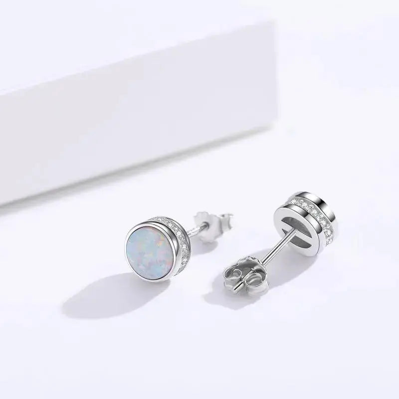 Lovcia Opal Stud Earrings 925 Sterling Silver Earrings Jewellery-Earrings-As Picture-0.27 inch-As Picture