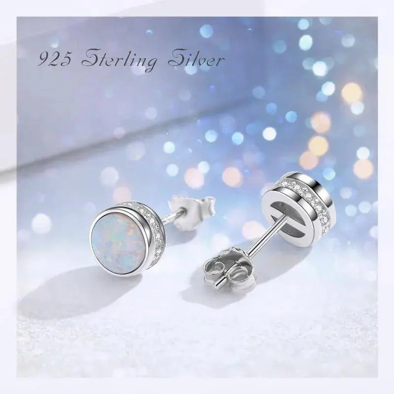Lovcia Opal Stud Earrings 925 Sterling Silver Earrings Jewellery-Earrings-As Picture-0.27 inch-As Picture