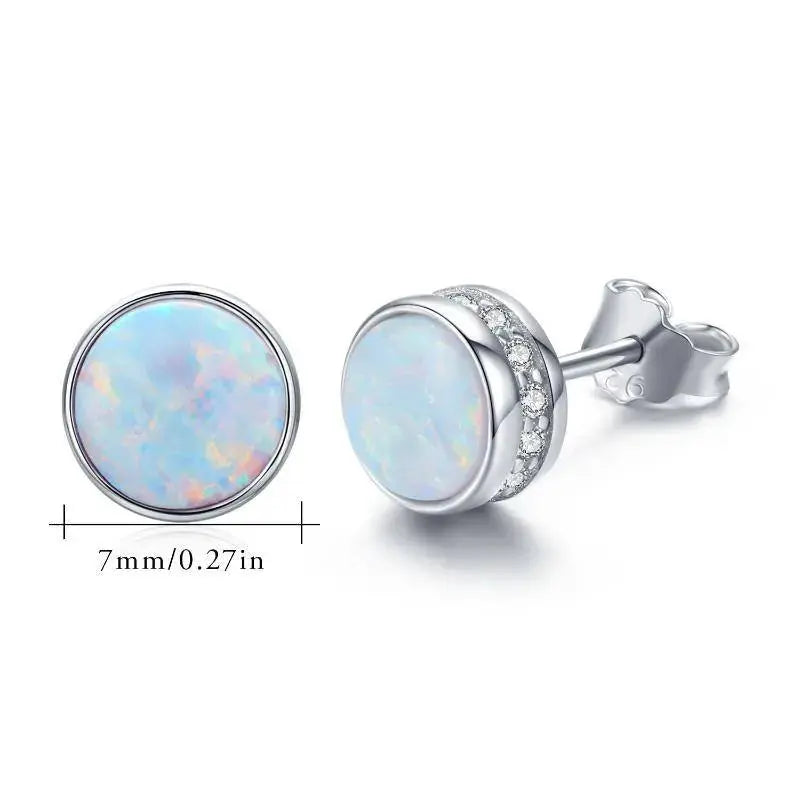 Lovcia Opal Stud Earrings 925 Sterling Silver Earrings Jewellery-Earrings-As Picture-0.27 inch-As Picture