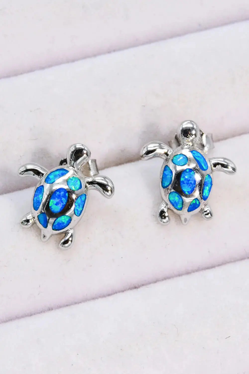 Lovcia Opal Turtle Platinum-Plated Stud Earrings-Earrings-Blue-One Size-Blue