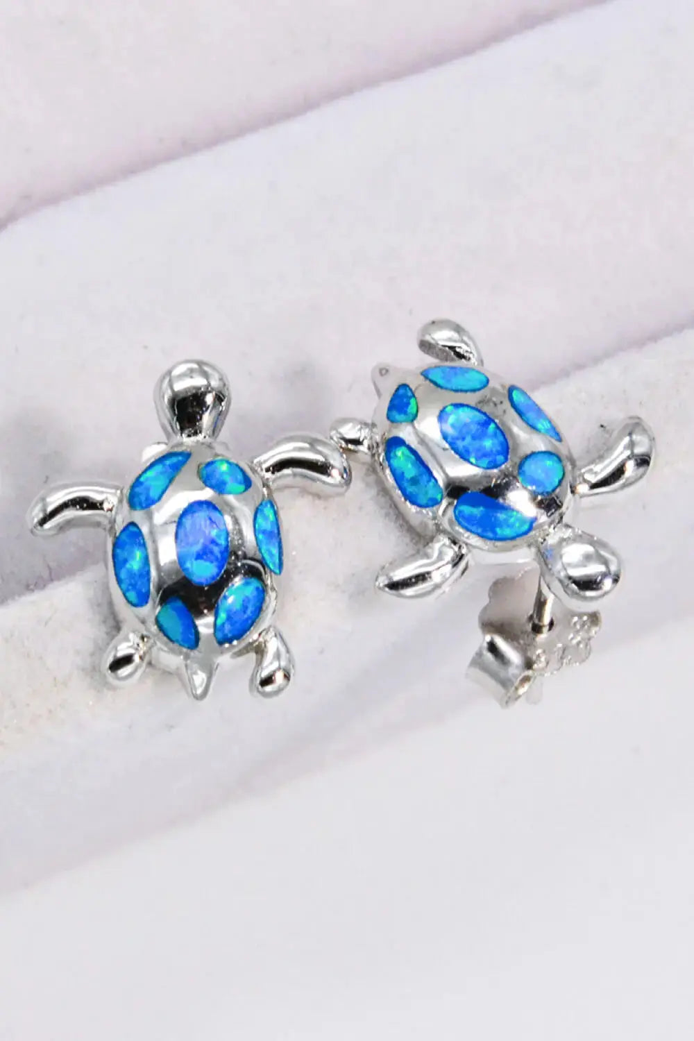 Lovcia Opal Turtle Platinum-Plated Stud Earrings-Earrings-Blue-One Size-Blue