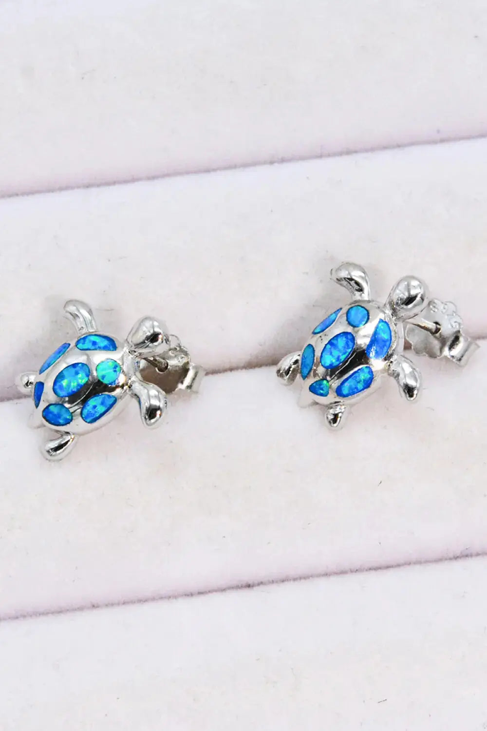 Lovcia Opal Turtle Platinum-Plated Stud Earrings-Earrings-Blue-One Size-Blue
