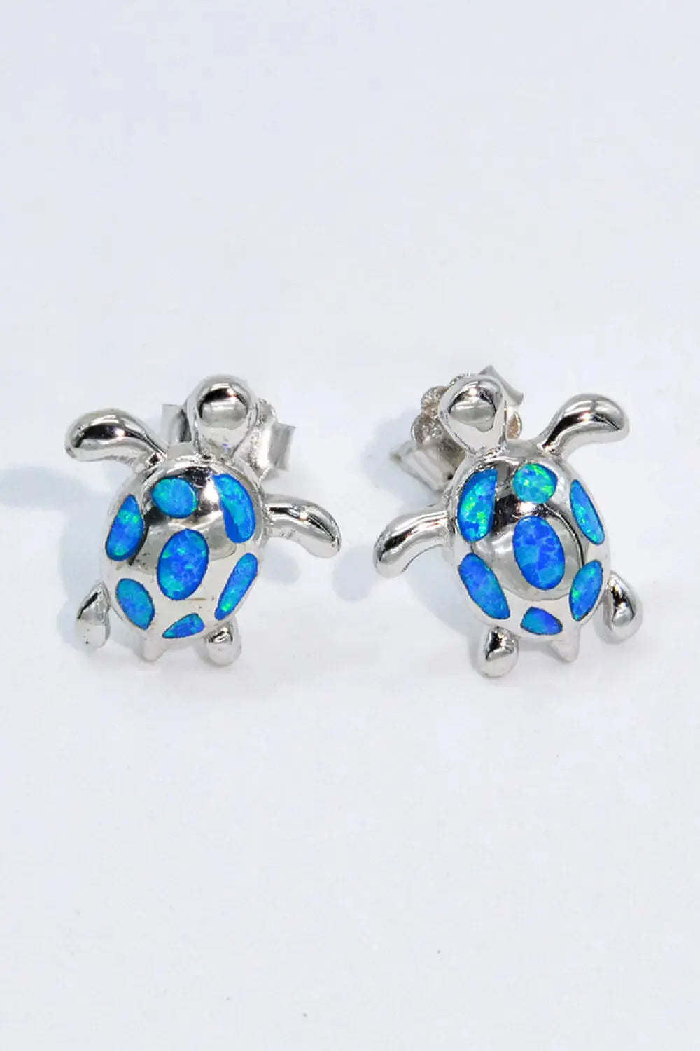 Lovcia Opal Turtle Platinum-Plated Stud Earrings-Earrings-Blue-One Size-Blue