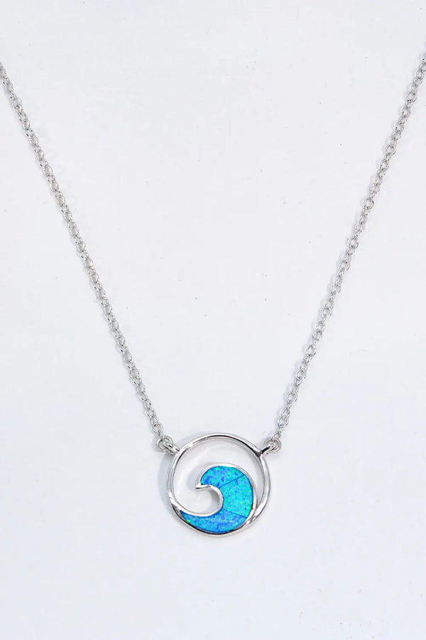 Lovcia Opal Wave Pendant Necklace-Necklaces-Blue-One Size-Blue