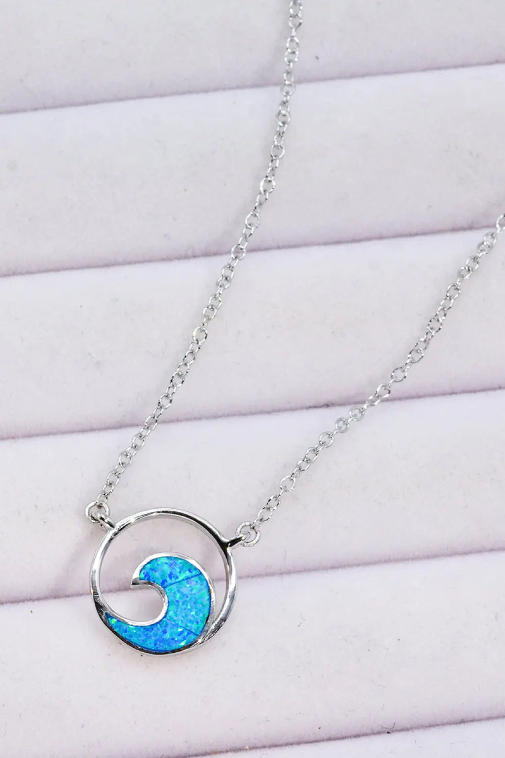 Lovcia Opal Wave Pendant Necklace-Necklaces-Blue-One Size-Blue