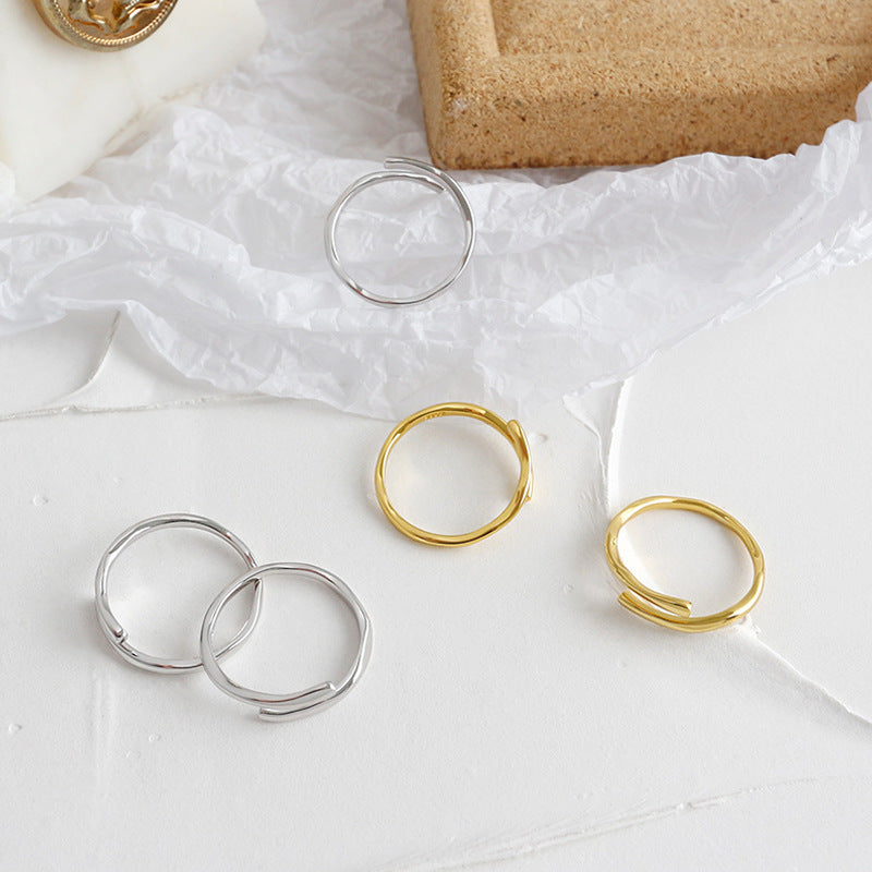 Lovcia Open Adjustable 925 Sterling Silver Gold Plated Ring-Rings-Yellow Gold-Yellow Gold