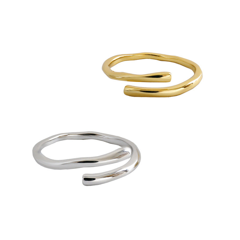 Lovcia Open Adjustable 925 Sterling Silver Gold Plated Ring-Rings-Yellow Gold-Yellow Gold